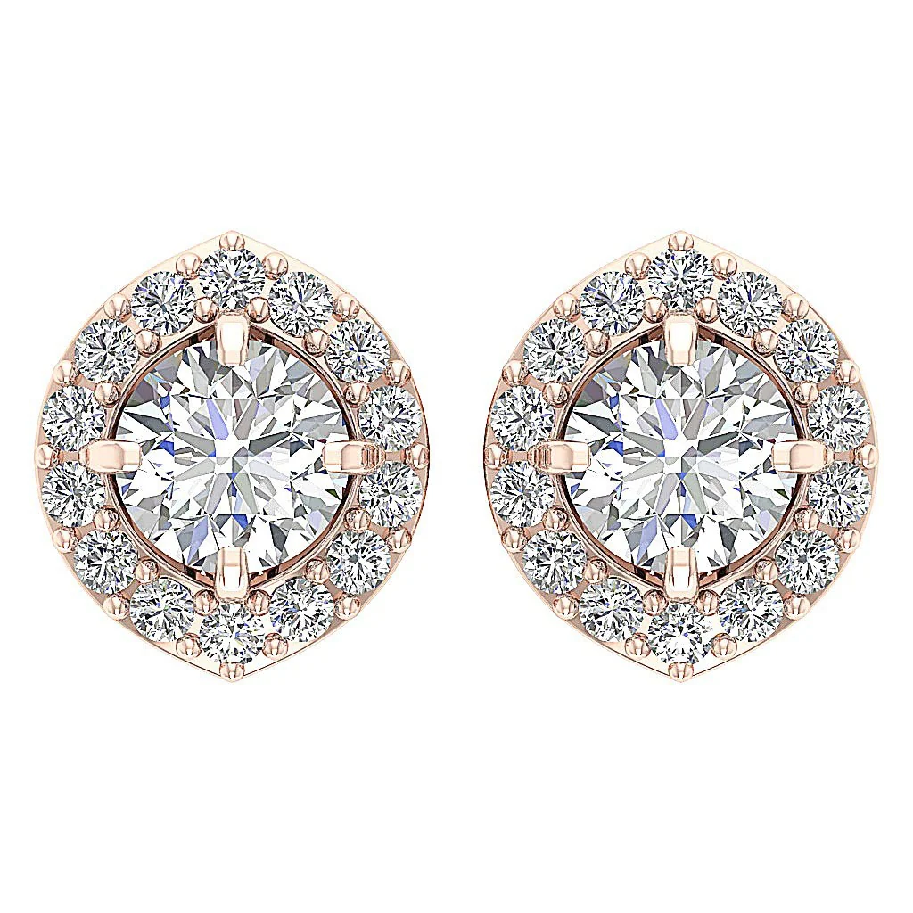 I1 G 1.40Carat Designer Removable Jacket Halo Solitaire Studs Earrings Round Diamond 14K Solid Gold - Image 3