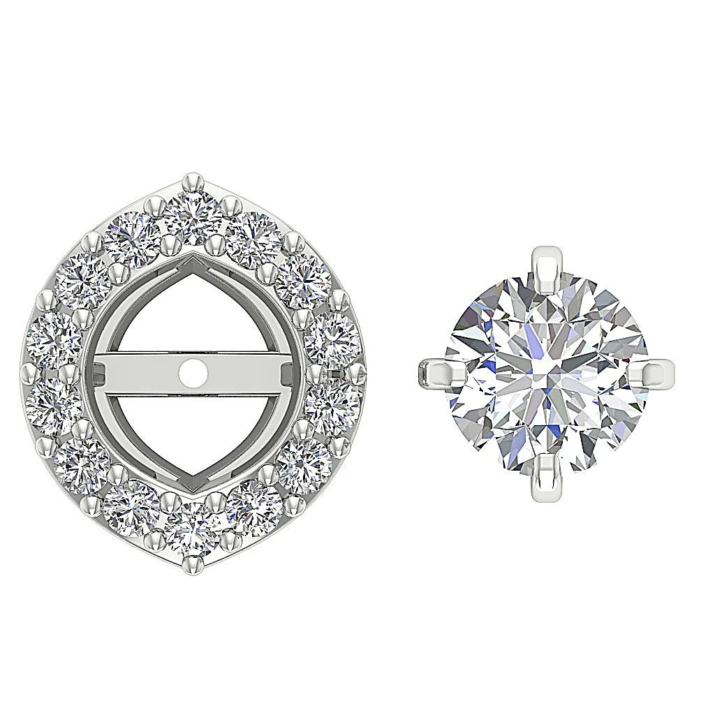 I1 G 1.40Carat Designer Removable Jacket Halo Solitaire Studs Earrings Round Diamond 14K Solid Gold - Image 6