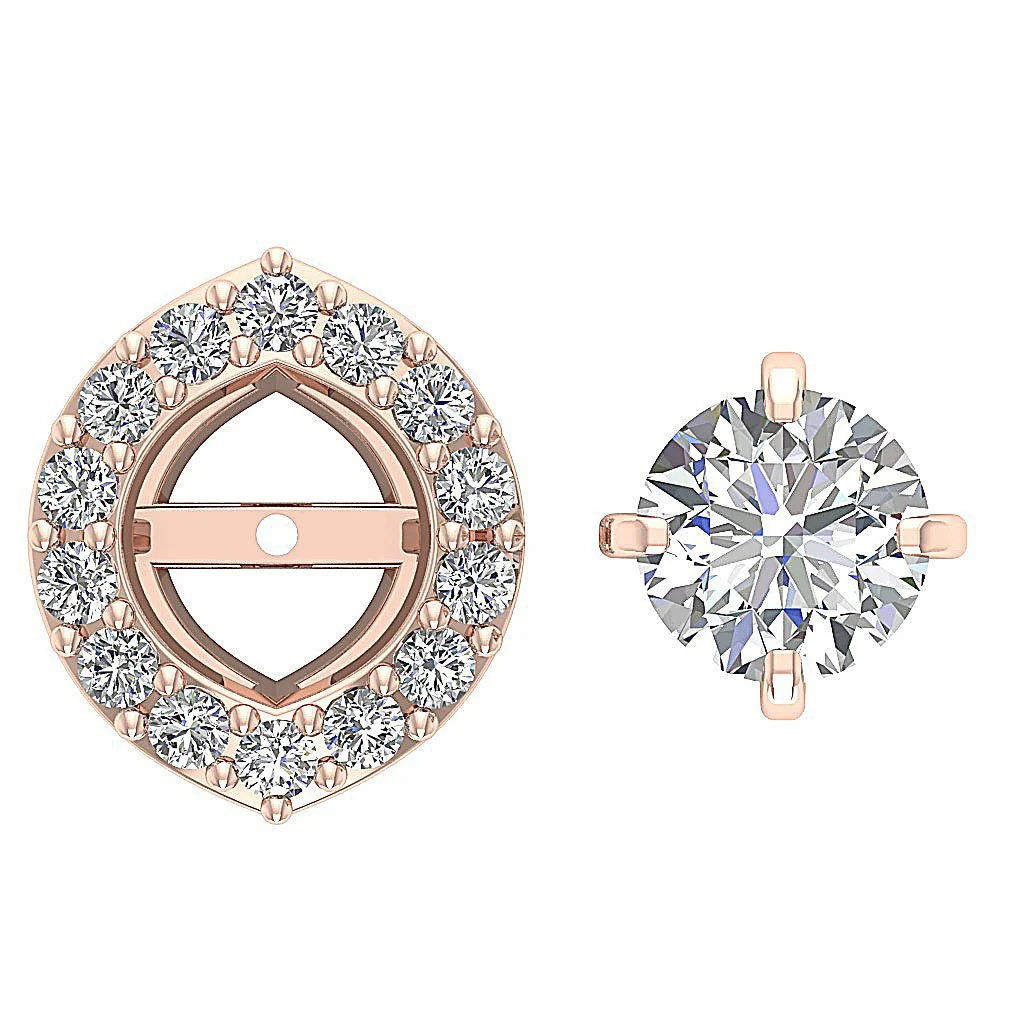 I1 G 1.40Carat Designer Removable Jacket Halo Solitaire Studs Earrings Round Diamond 14K Solid Gold - Image 8