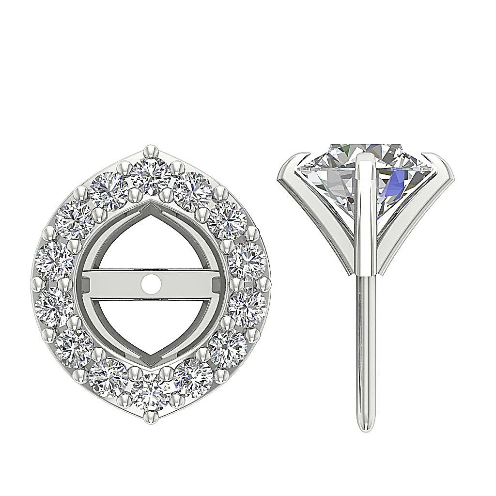 I1 G 1.40Carat Designer Removable Jacket Halo Solitaire Studs Earrings Round Diamond 14K Solid Gold - Image 9