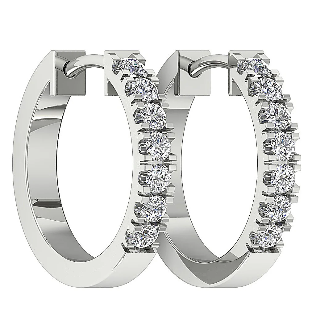 The Amari Round Brilliant Cut Diamond 14K Rose Gold Prong Set Hoop Earring - Image 11