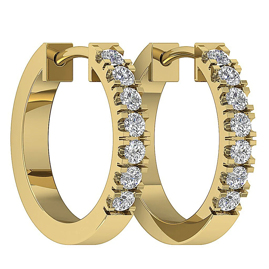 The Amari Round Brilliant Cut Diamond 14K Rose Gold Prong Set Hoop Earring - Image 12