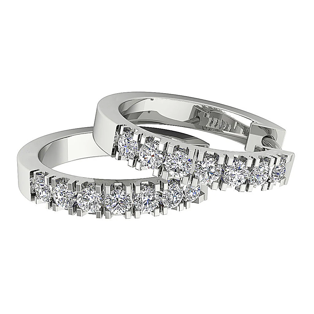 The Amari Round Brilliant Cut Diamond 14K Rose Gold Prong Set Hoop Earring - Image 14