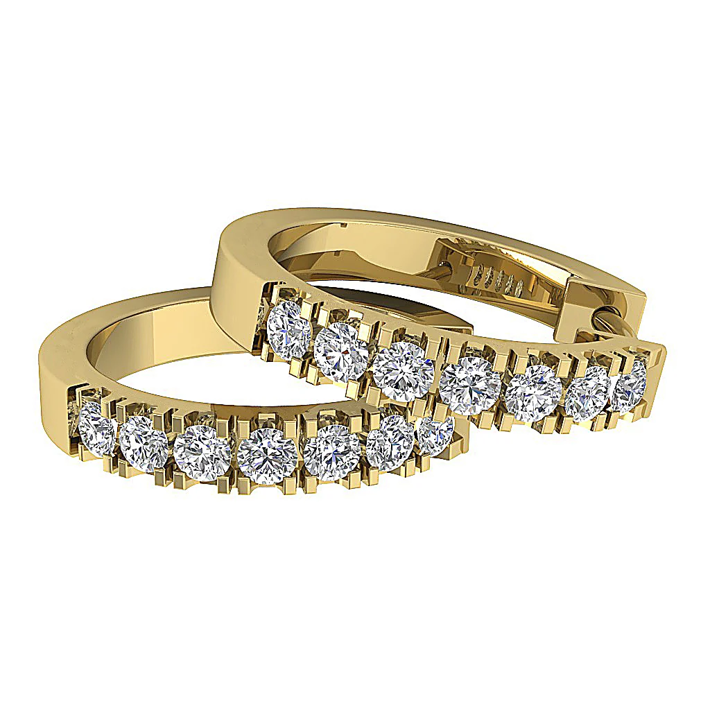 The Amari Round Brilliant Cut Diamond 14K Rose Gold Prong Set Hoop Earring - Image 15