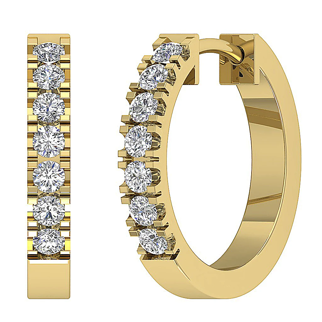 The Amari Round Brilliant Cut Diamond 14K Rose Gold Prong Set Hoop Earring - Image 3