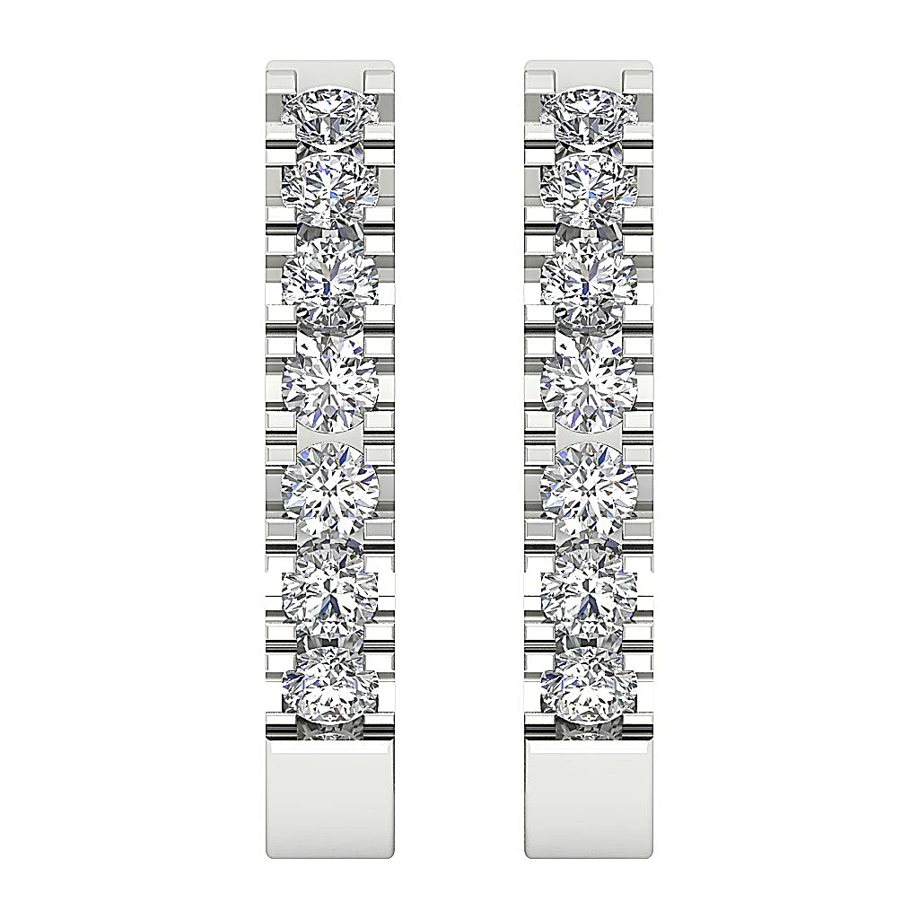 The Amari Round Brilliant Cut Diamond 14K Rose Gold Prong Set Hoop Earring - Image 5