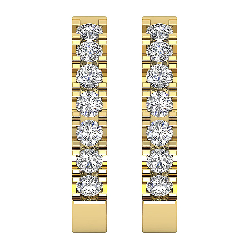 The Amari Round Brilliant Cut Diamond 14K Rose Gold Prong Set Hoop Earring - Image 6