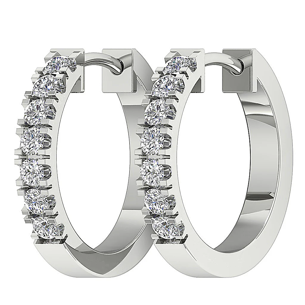 The Amari Round Brilliant Cut Diamond 14K Rose Gold Prong Set Hoop Earring - Image 8