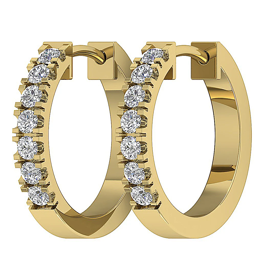 The Amari Round Brilliant Cut Diamond 14K Rose Gold Prong Set Hoop Earring - Image 9