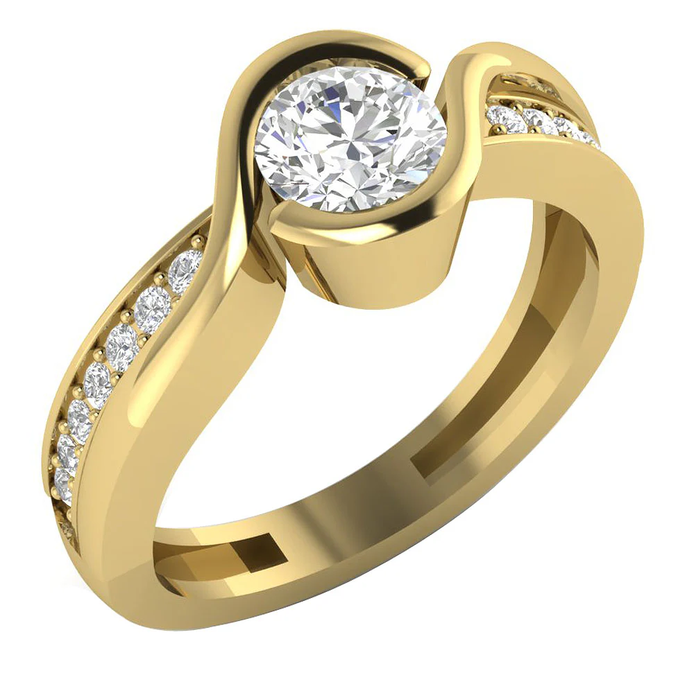 The Ambrose Round Brilliant Cut Diamond 14k Yellow Gold Solitaire Wedding Ring 8.20 mm