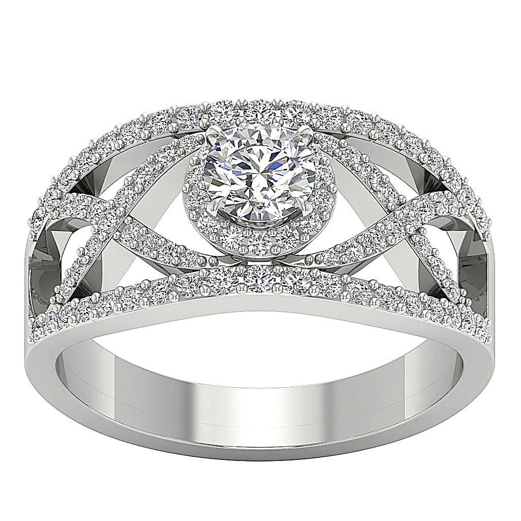 The Amelia 14k White Gold Natural Diamond Halo Solitaire Anniversary Ring Rs 4-12