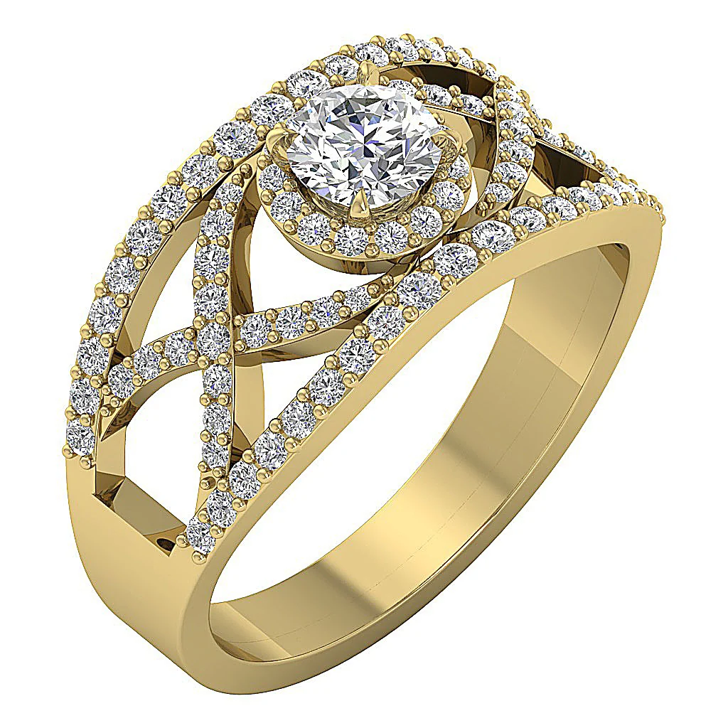 The Amelia 14k White Gold Natural Diamond Halo Solitaire Anniversary Ring Rs 4-12 - Image 2