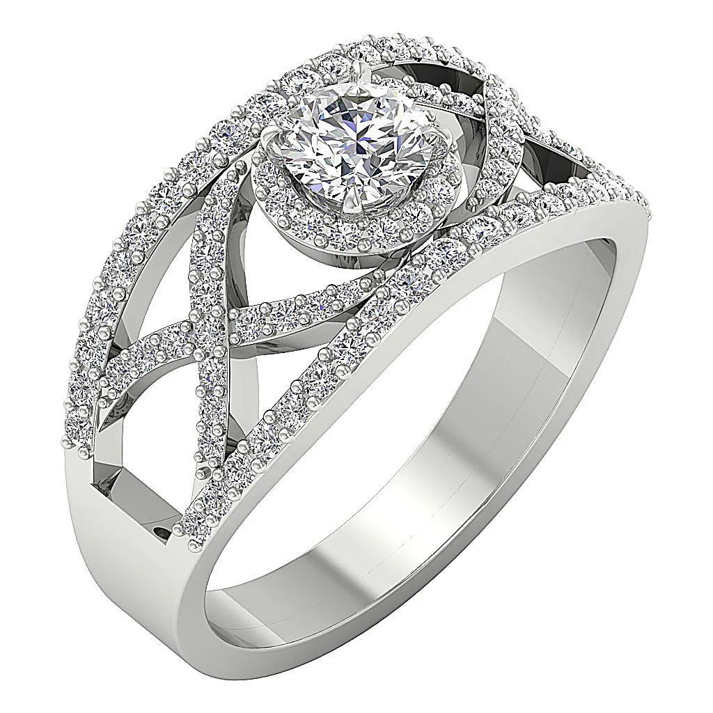 The Amelia 14k White Gold Natural Diamond Halo Solitaire Anniversary Ring Rs 4-12 - Image 3