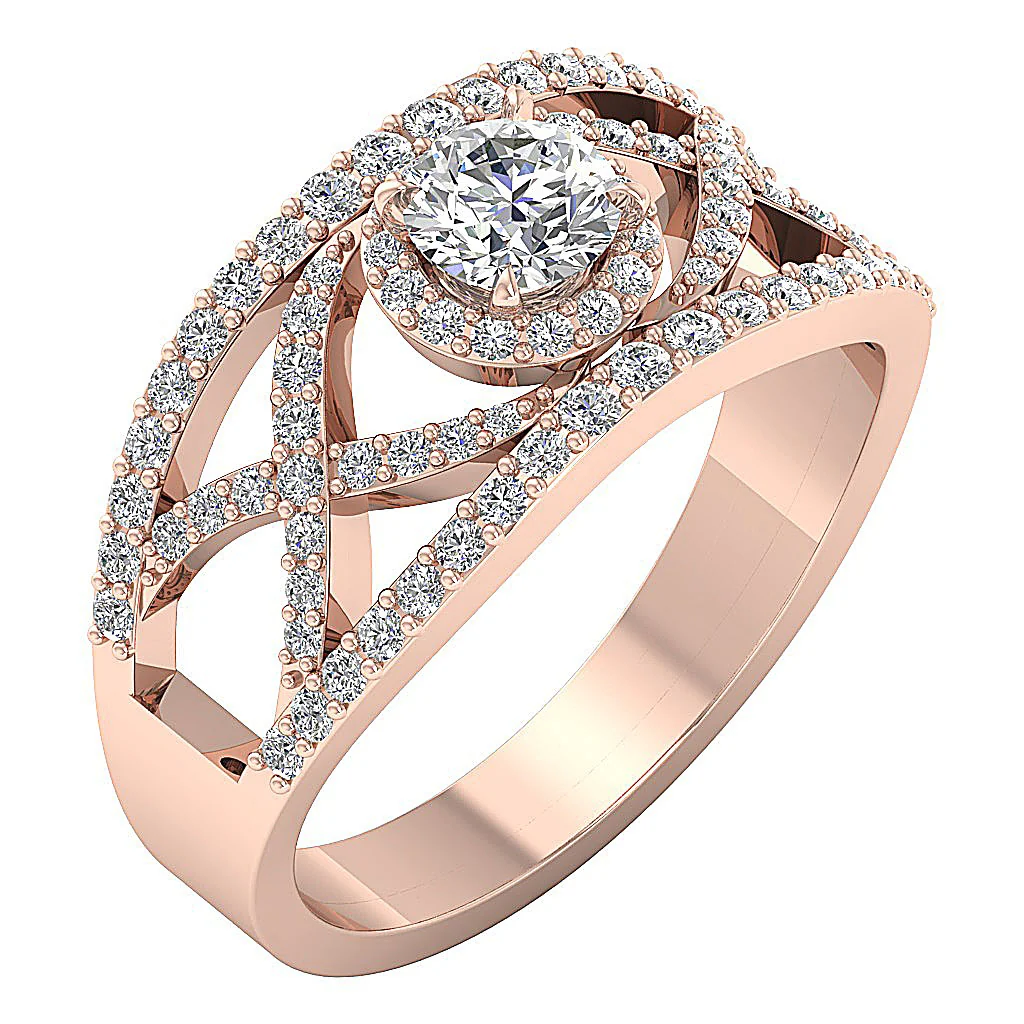The Amelia 14k White Gold Natural Diamond Halo Solitaire Anniversary Ring Rs 4-12 - Image 4