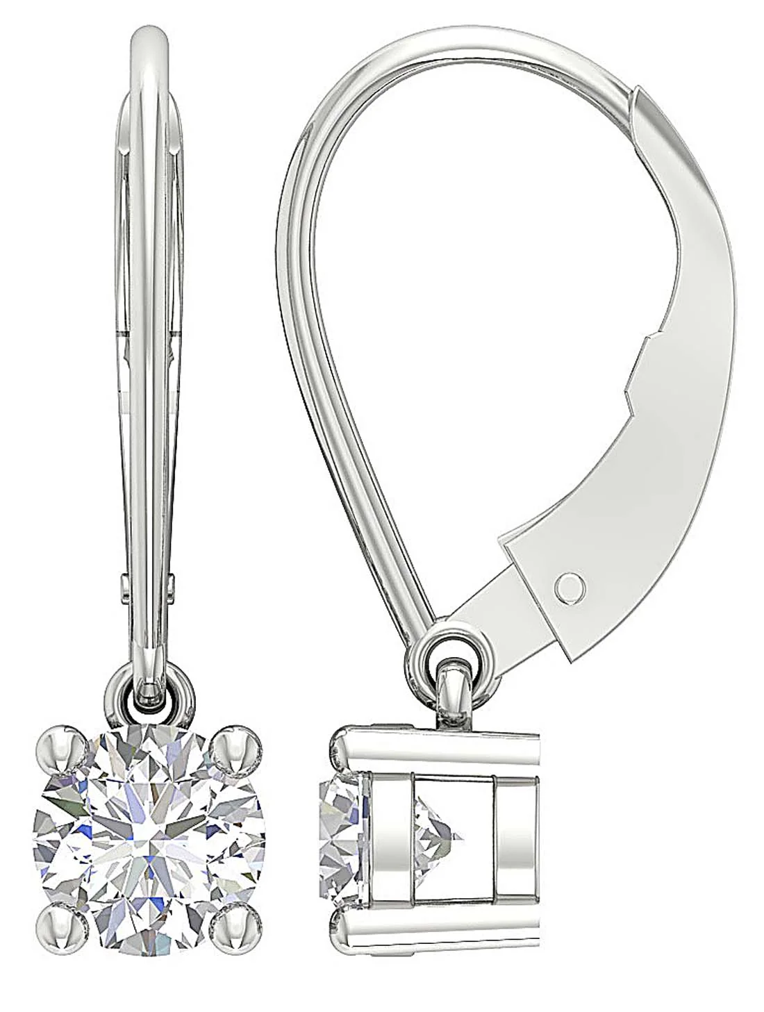 14k/18k Yellow Gold I1/SI1 G 1.50Ct Genuine Diamond Lever Back Solitaire Studs Earrings - Image 5