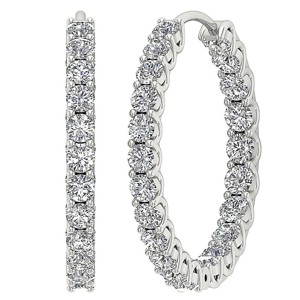 The Amir Elegant Round Brilliant Cut Diamond Inside Outside Earring For Women - Image 5