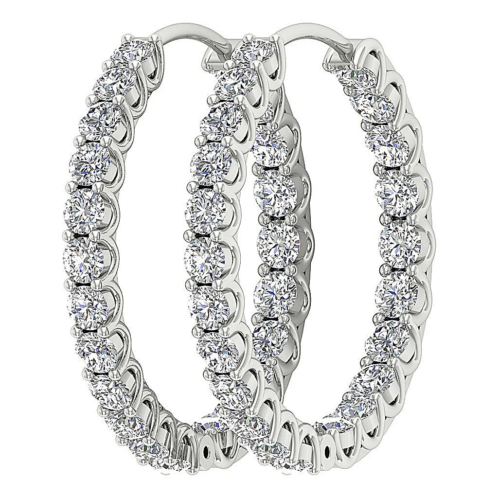 The Amir Elegant Round Brilliant Cut Diamond Inside Outside Earring For Women - Image 7