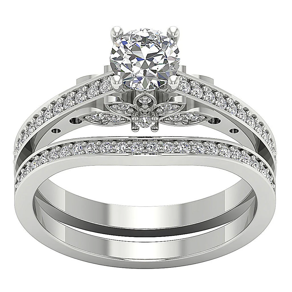 The Amir Rose Gold Genuine Diamond Bridal Anniversary Ring Set  7.20 mm - Image 4