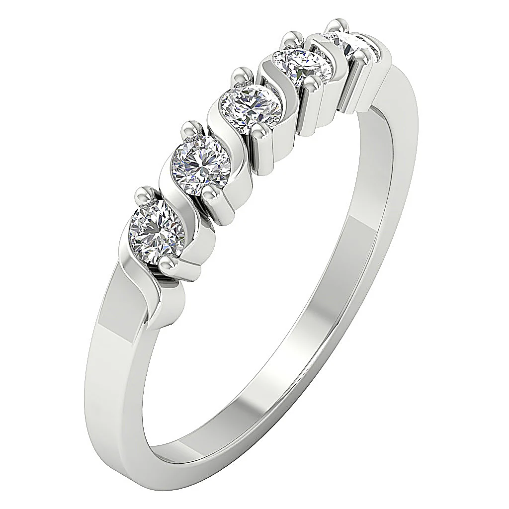The Amiri 14K Yellow Gold Natural Diamond Five Stone Engagement Ring Prong Set - Image 2