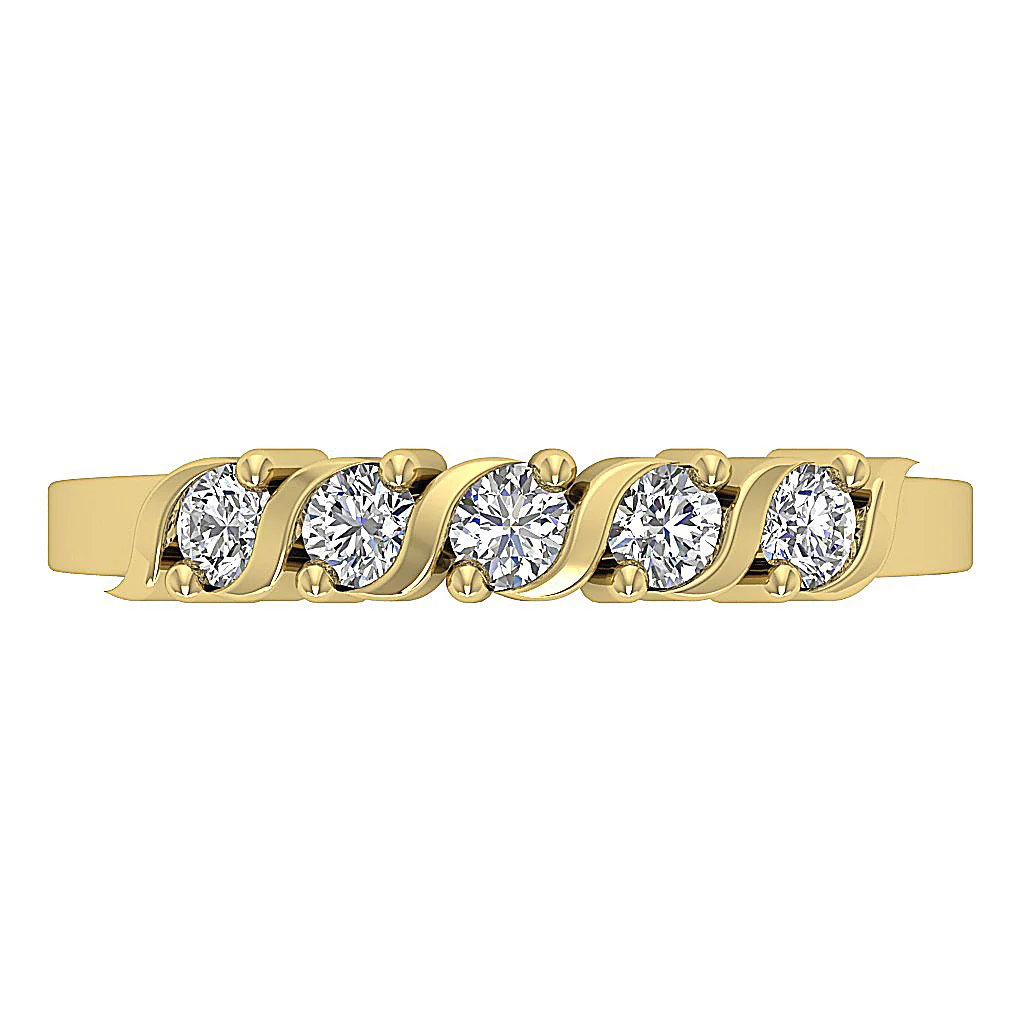 The Amiri 14K Yellow Gold Natural Diamond Five Stone Engagement Ring Prong Set - Image 5