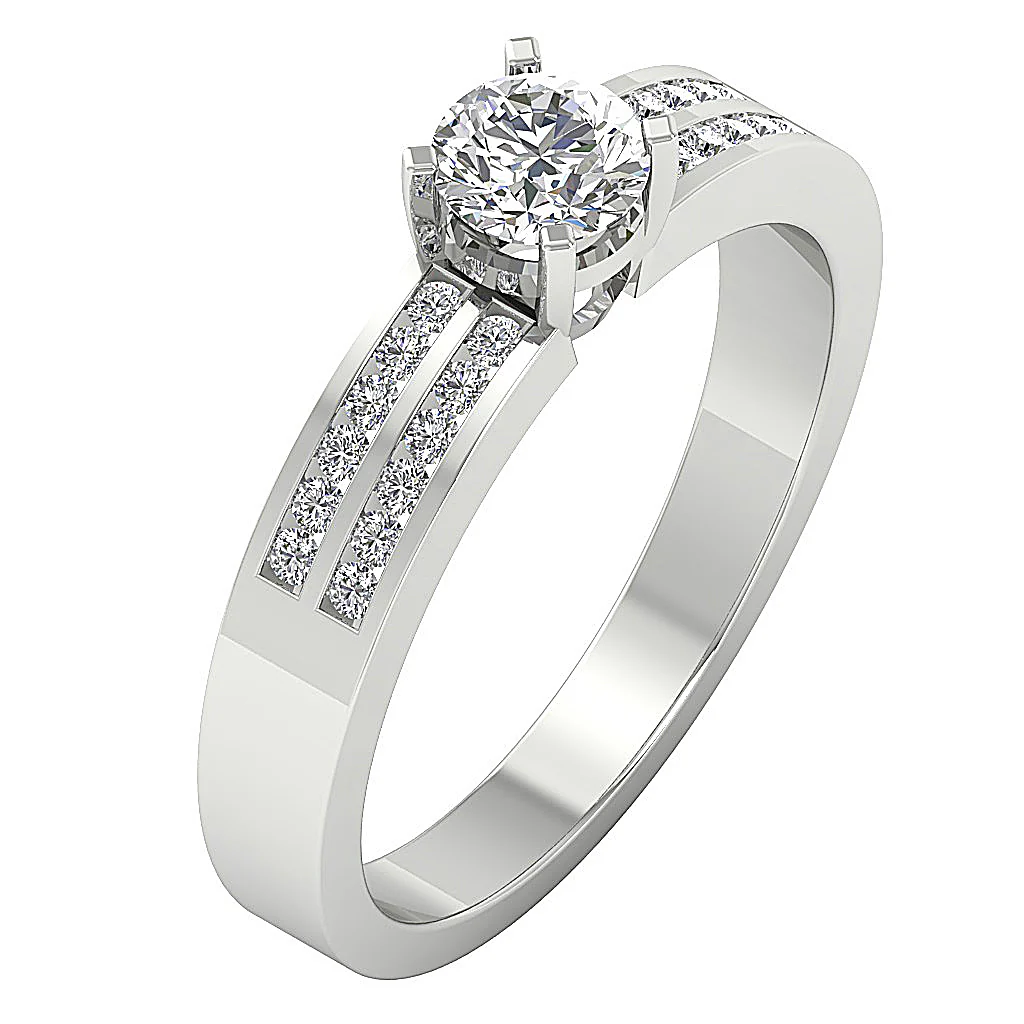 The Amos Excellent Genuine Round Cut Diamond Solitaire Wedding Ring 14k White Gold - Image 2