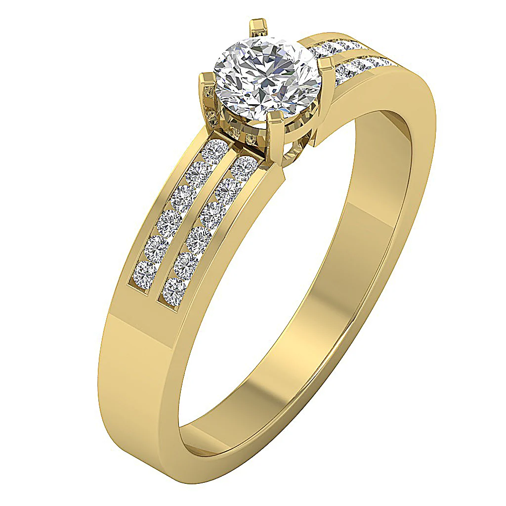 The Amos Excellent Genuine Round Cut Diamond Solitaire Wedding Ring 14k White Gold - Image 3