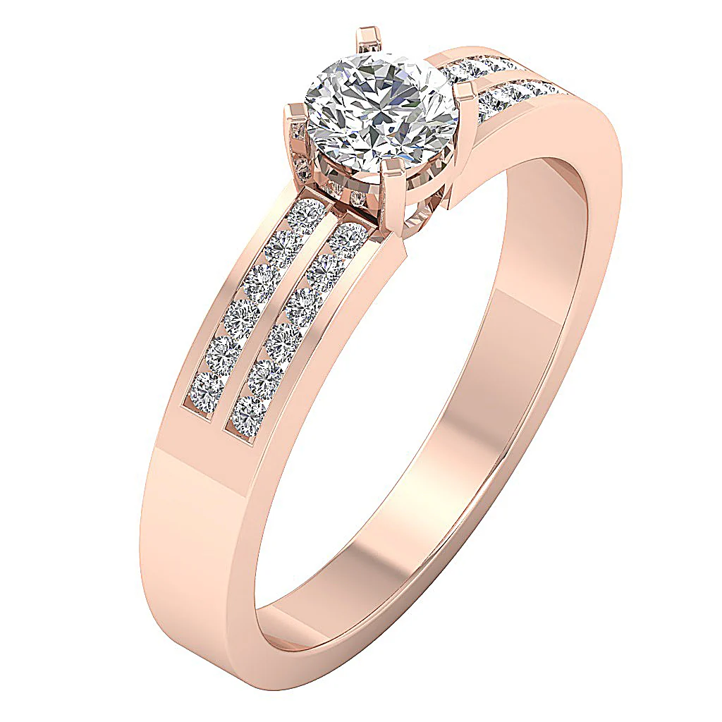 The Amos Excellent Genuine Round Cut Diamond Solitaire Wedding Ring 14k White Gold - Image 4