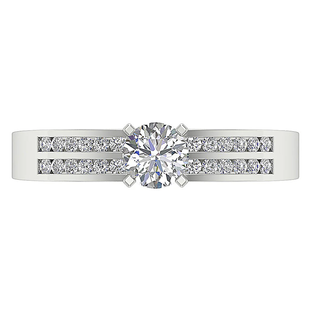 The Amos Excellent Genuine Round Cut Diamond Solitaire Wedding Ring 14k White Gold - Image 6
