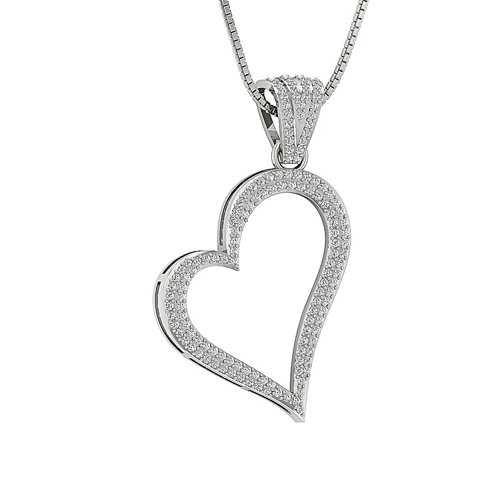 The Anderson Love Of Heart Pendant Natural Diamond 14K Solid Yellow Gold Pave Set - Image 4