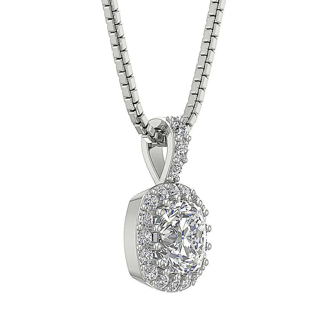 The Andre Solitaire Cushion Round Natural Diamond Halo Pendant 0.55 Inch 14K Yellow Gold - Image 6
