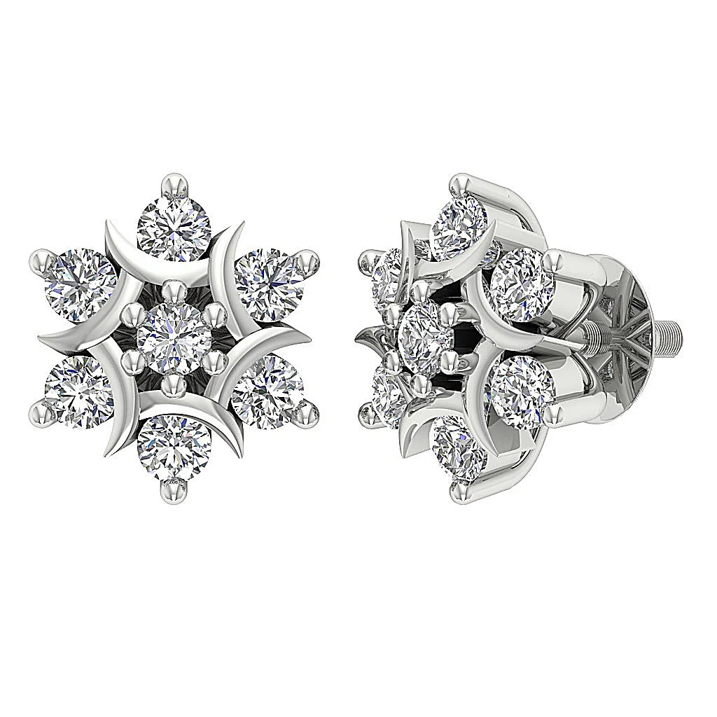 The Andrew Screw Back Designer Fashion Studs Earrings 14K Solid Gold Round Diamond
