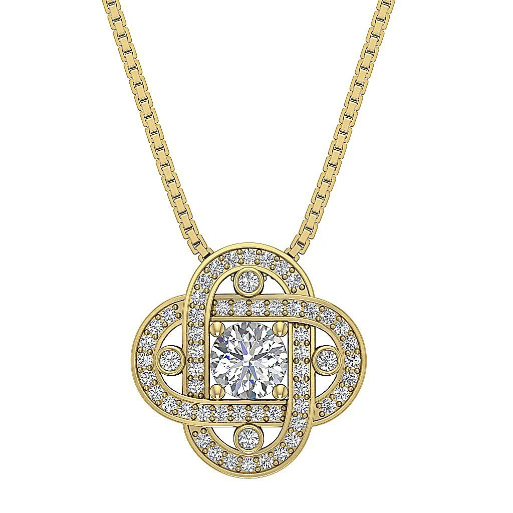 The Andrew 0.50 Carat Solitaire Diamond Designer Knot Fashion Pendant 14K Gold