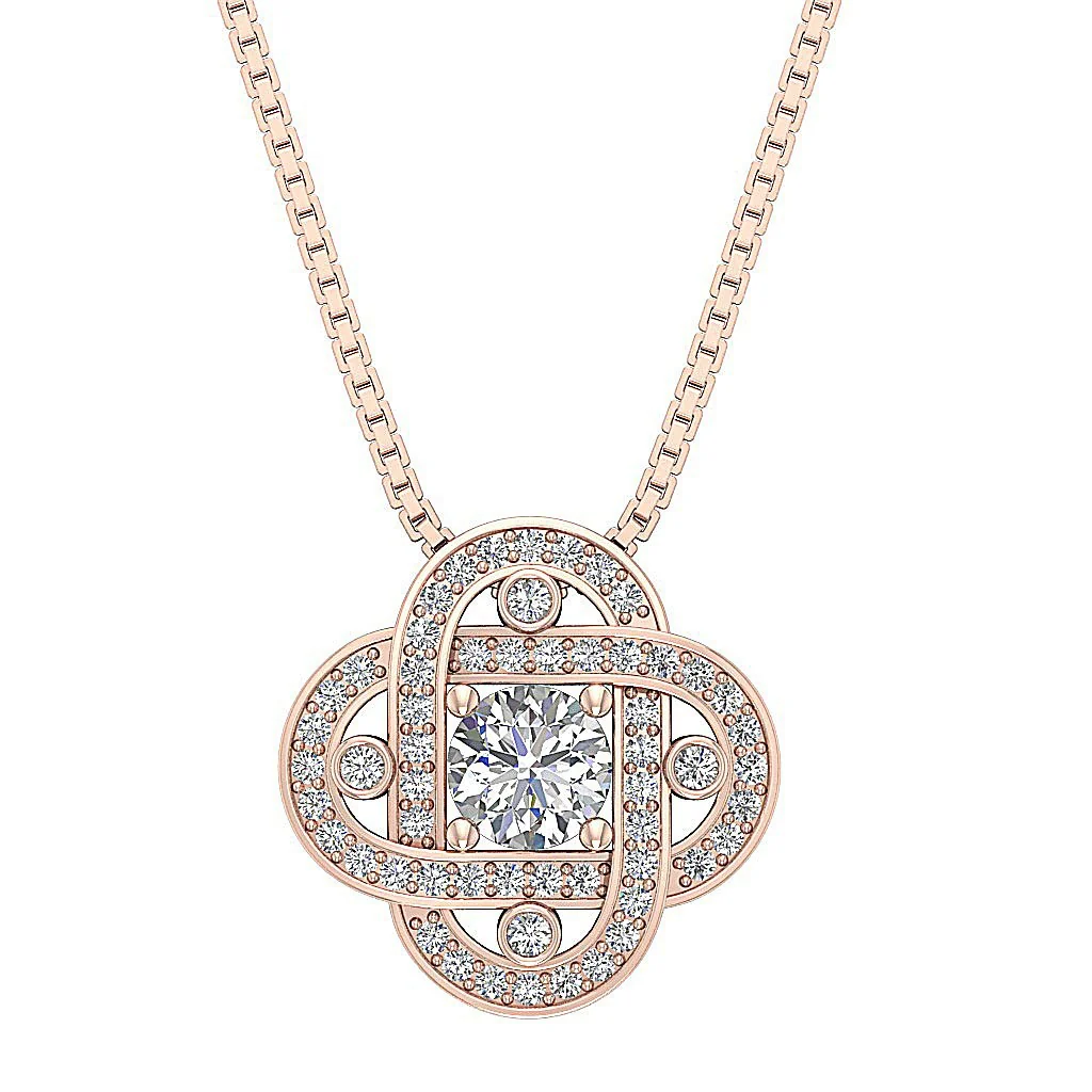 The Andrew 0.50 Carat Solitaire Diamond Designer Knot Fashion Pendant 14K Gold - Image 3