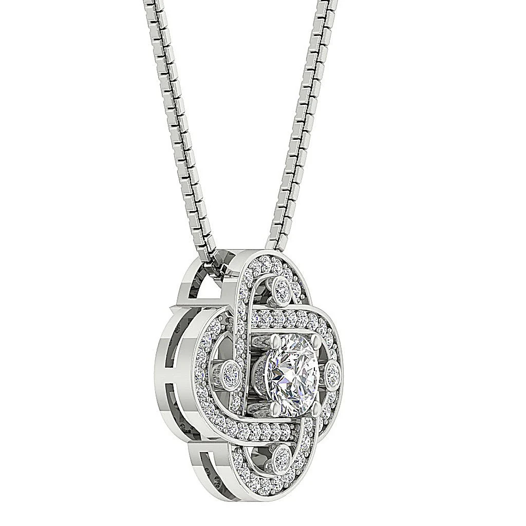The Andrew 0.50 Carat Solitaire Diamond Designer Knot Fashion Pendant 14K Gold - Image 4