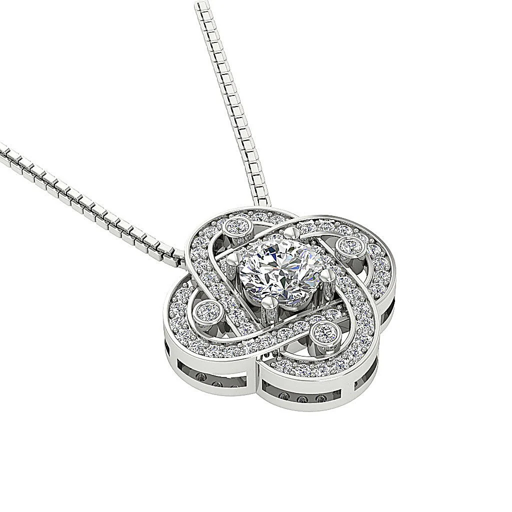 The Andrew 0.50 Carat Solitaire Diamond Designer Knot Fashion Pendant 14K Gold - Image 5