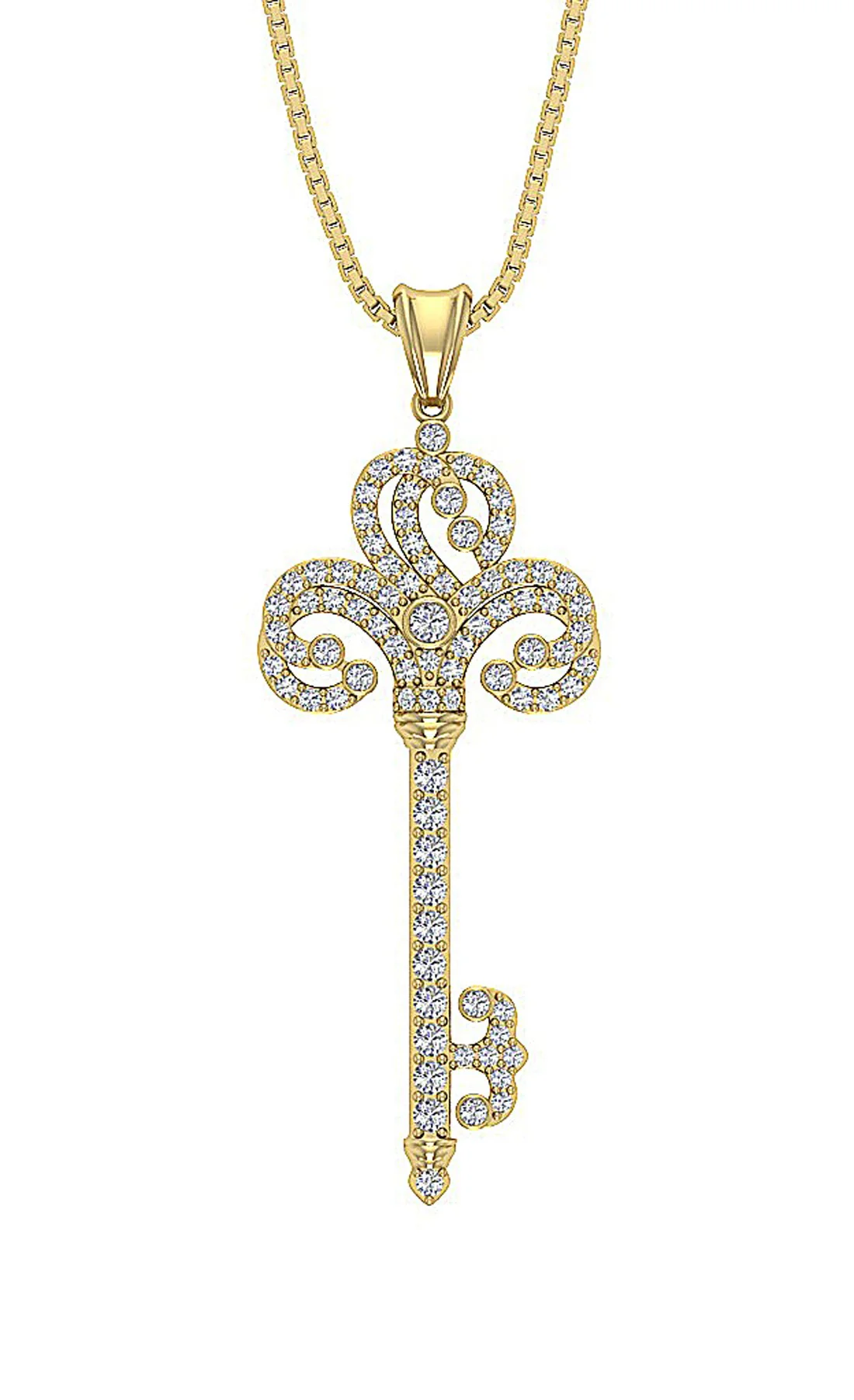 The Angel Diamond 14k Gold key Fashion Pendant - Image 3