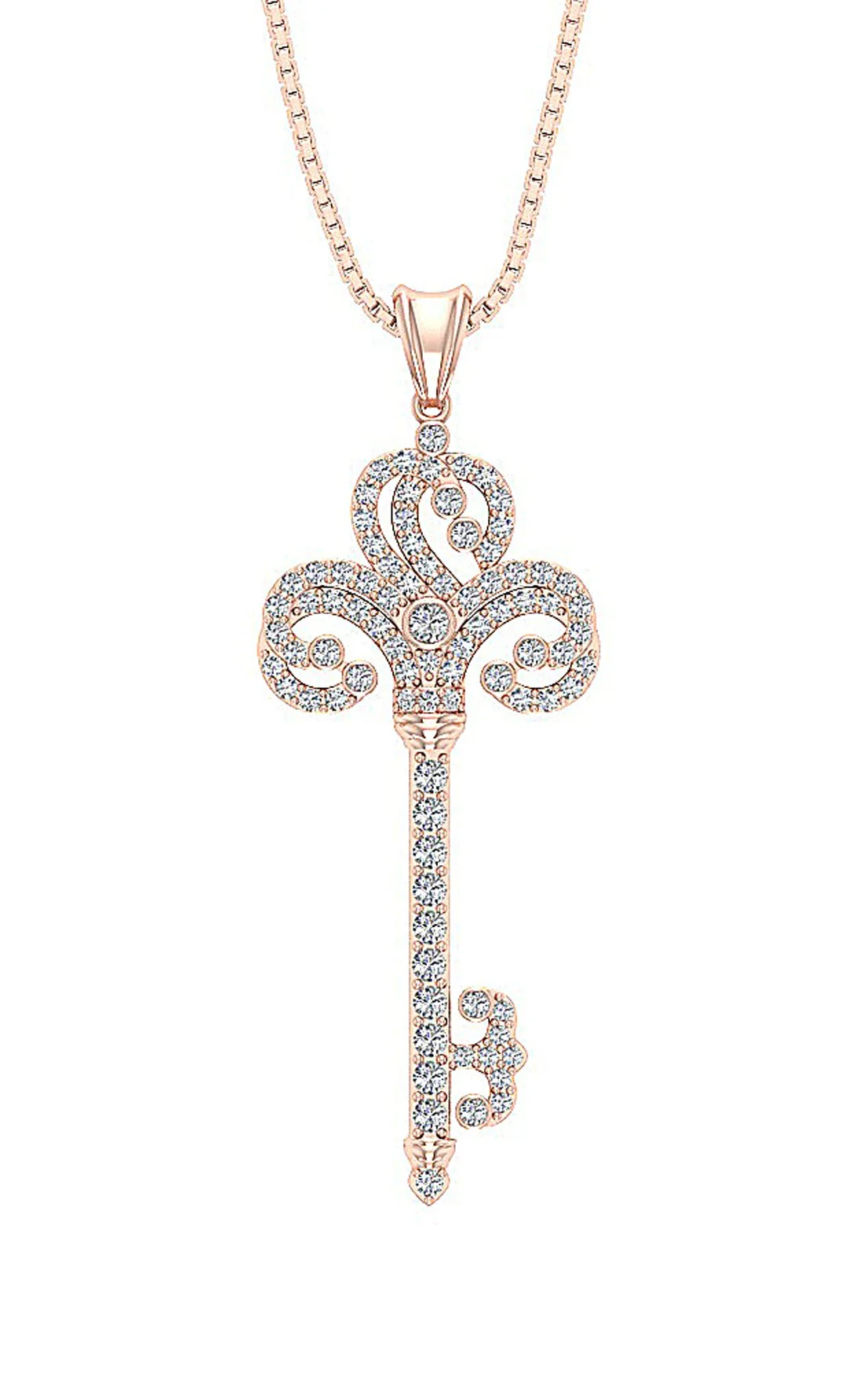 The Angel Diamond 14k Gold key Fashion Pendant - Image 6