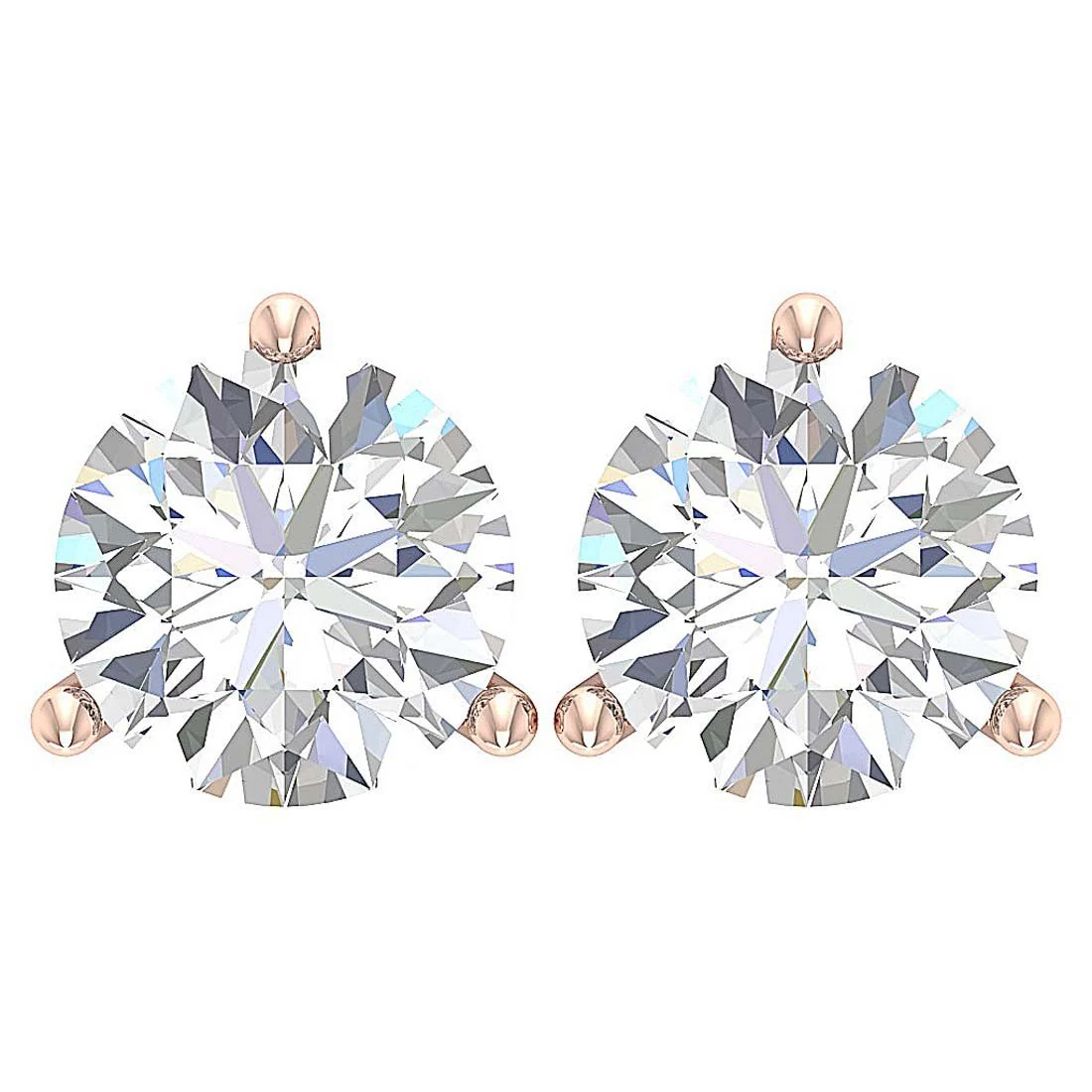 I1 G 2.10 Carat Solitaire Round Cut Diamond Stud Earring 14K Solid Gold Martini Prong Set - Image 7