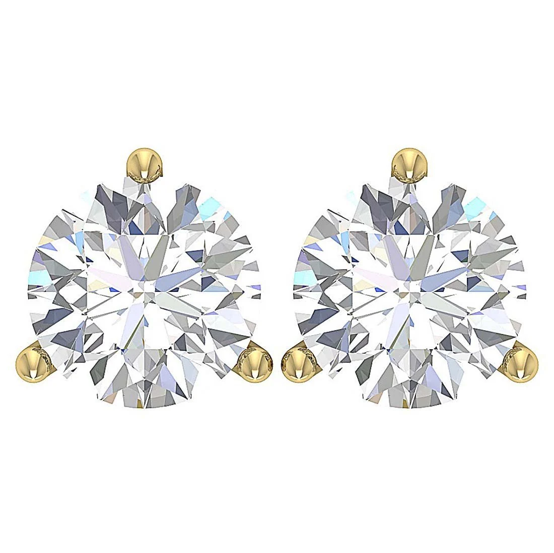 I1 G 2.10 Carat Solitaire Round Cut Diamond Stud Earring 14K Solid Gold Martini Prong Set - Image 8