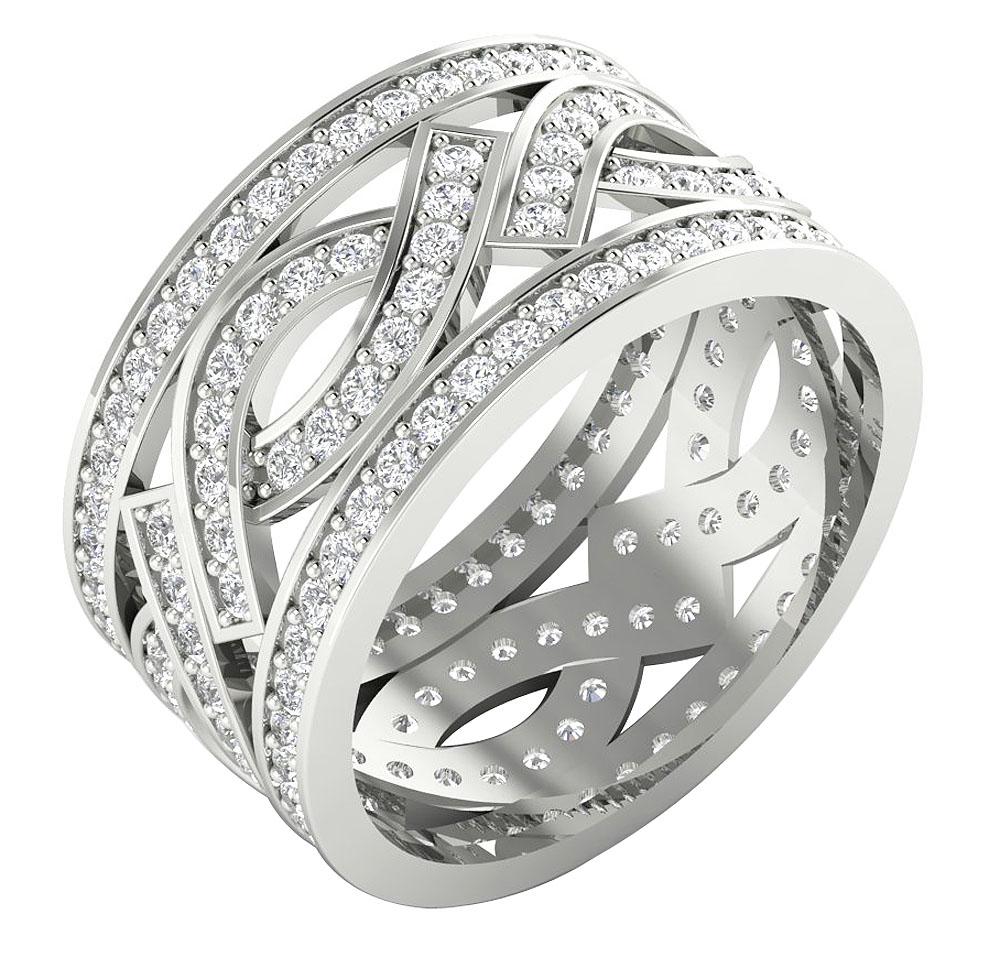 The Angelo Fancy Natural Round Diamond Eternity Wedding Ring White Gold 10.60 mm