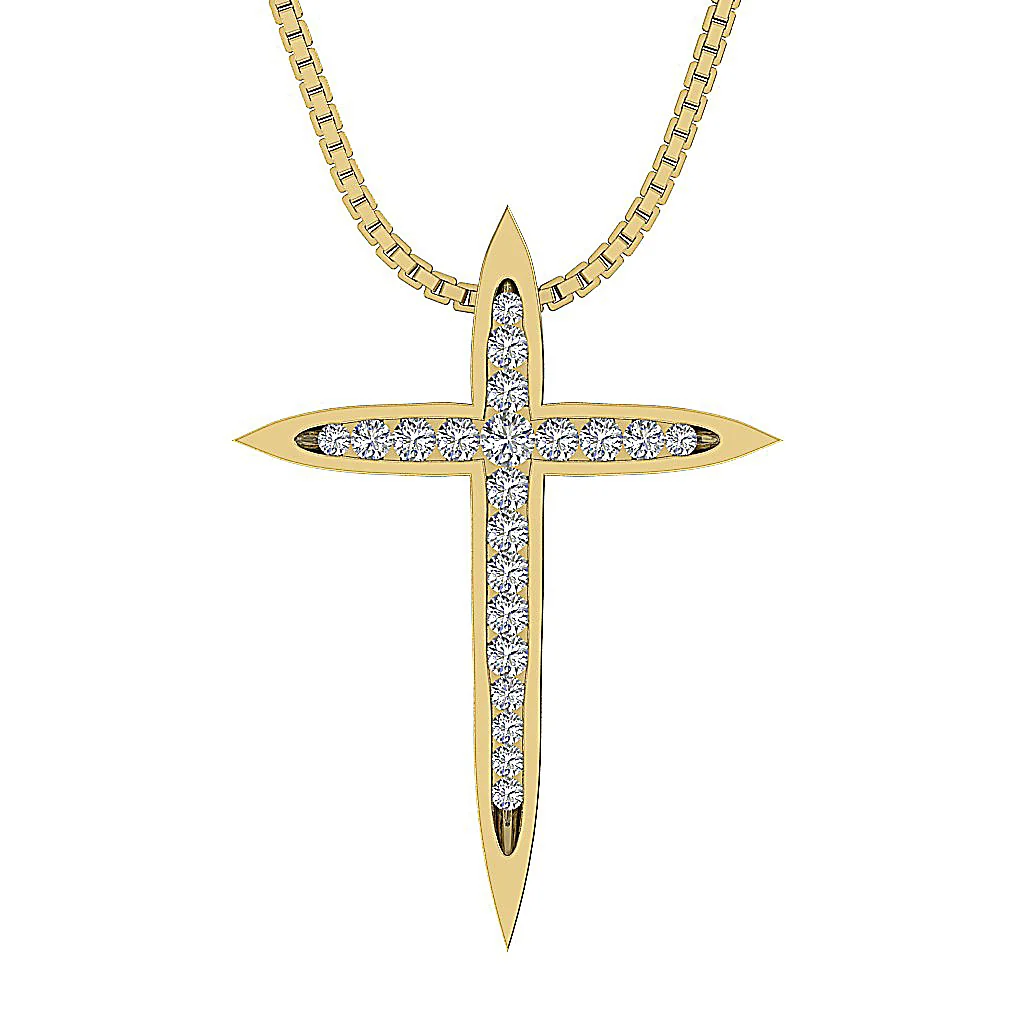 The Anthony White Gold Round Brilliant Cut Diamond Cross Pendant Necklace 1.18 Inch - Image 2