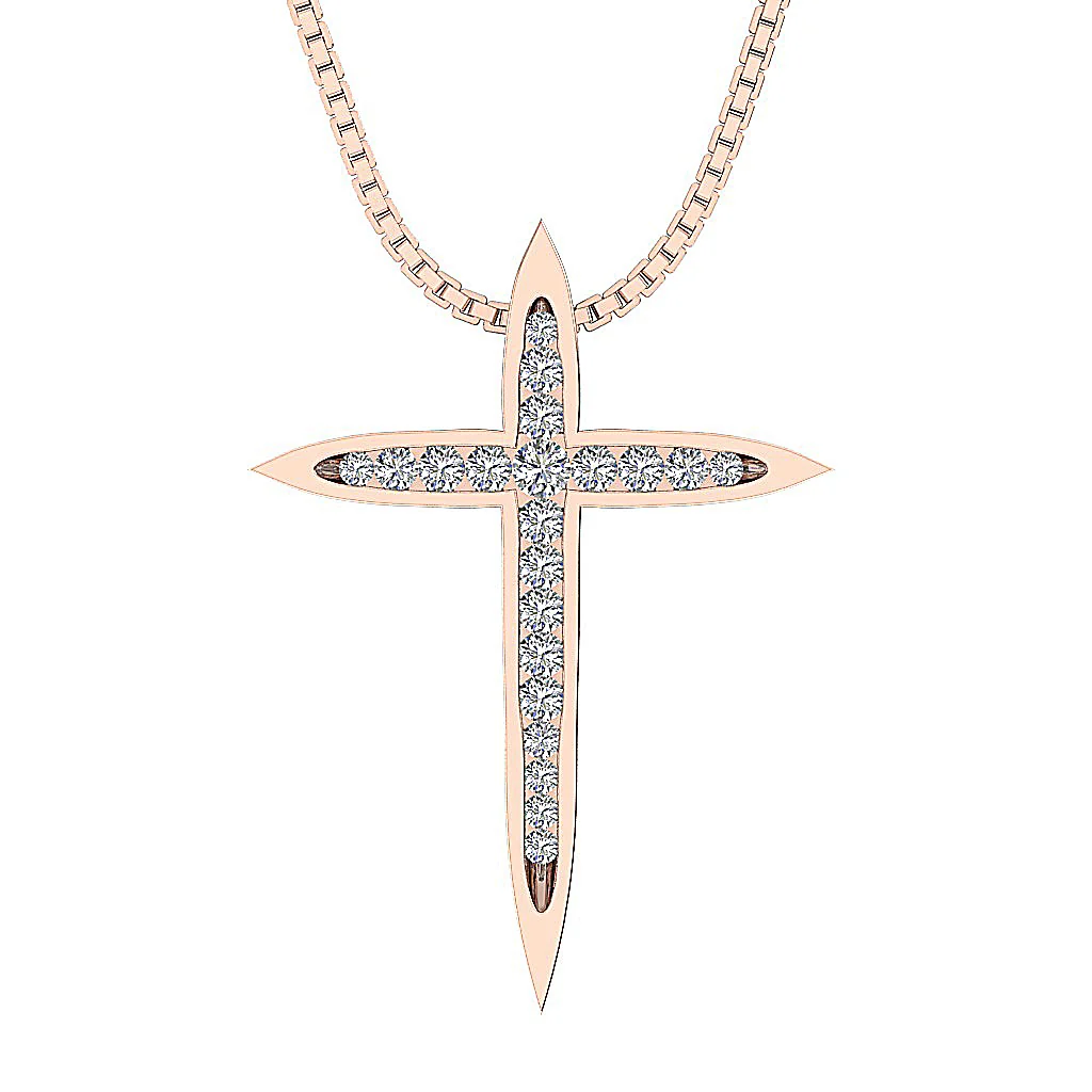 The Anthony White Gold Round Brilliant Cut Diamond Cross Pendant Necklace 1.18 Inch - Image 3