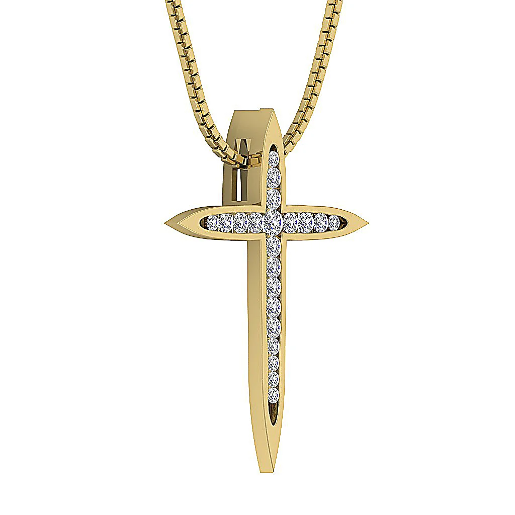 The Anthony White Gold Round Brilliant Cut Diamond Cross Pendant Necklace 1.18 Inch - Image 5