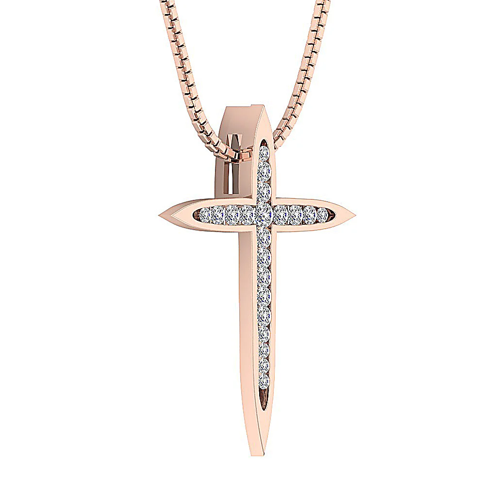 The Anthony White Gold Round Brilliant Cut Diamond Cross Pendant Necklace 1.18 Inch - Image 6