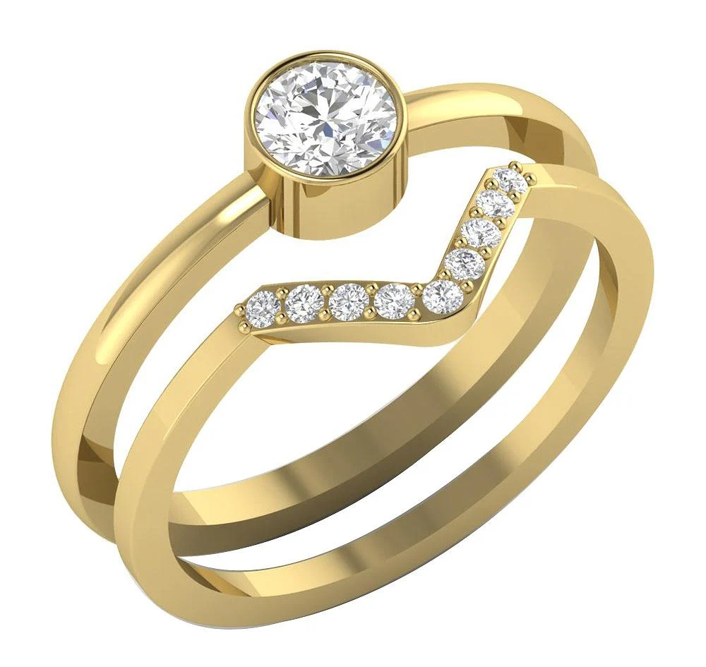 The Anthony Rose Gold Solitaire Diamond Diamond Bridal Engagement Ring Sets 8.85 mm - Image 3
