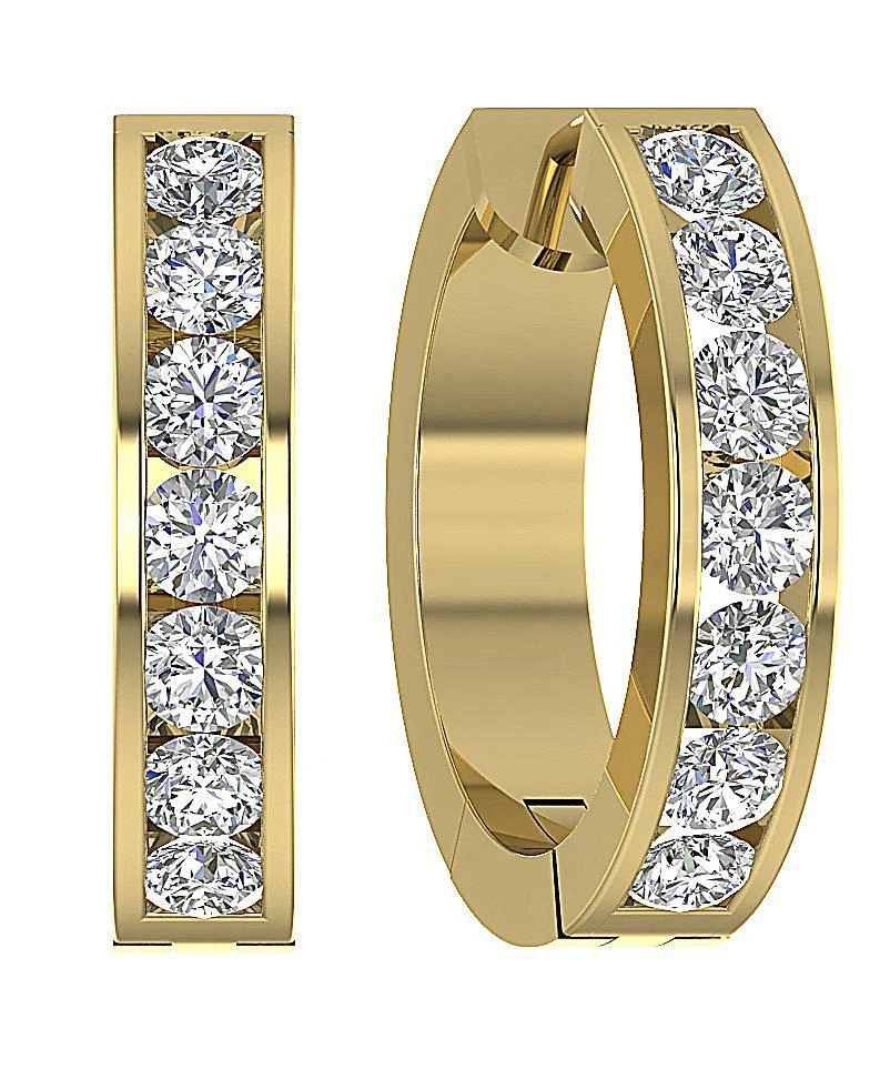 The Antonio 14K Solid Gold Natural Diamond Hoop Earring For Her 0.78 Inch - Image 2