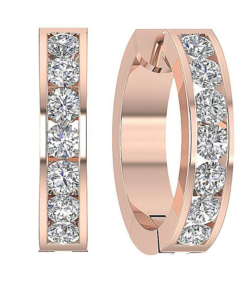 The Antonio 14K Solid Gold Natural Diamond Hoop Earring For Her 0.78 Inch - Image 3
