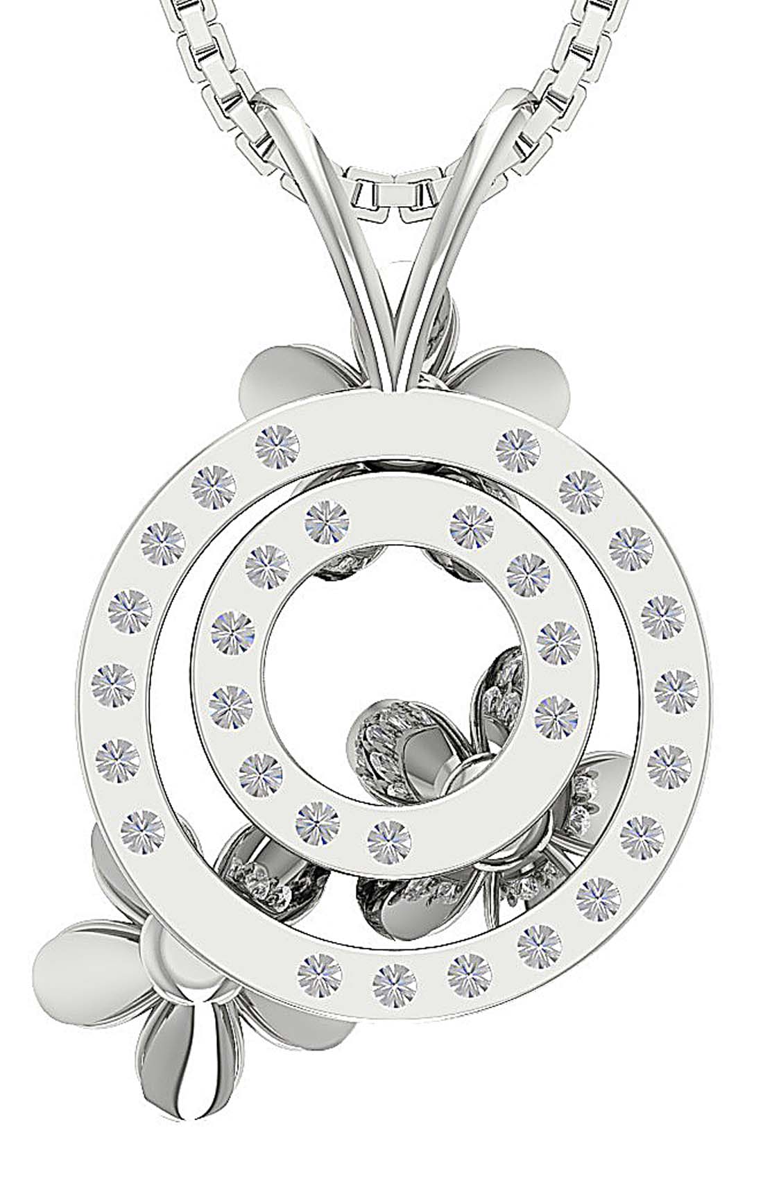 The Antonio Beautiful Flower Circle Fashion Pendant Round Diamond Yellow Gold - Image 5