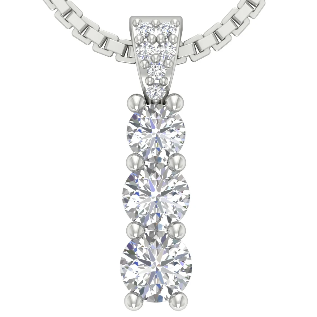 The Apollo Prong Set 3 Stone Round Cut Diamond Journey Pendant 14k Solid Yellow Gold - Image 10