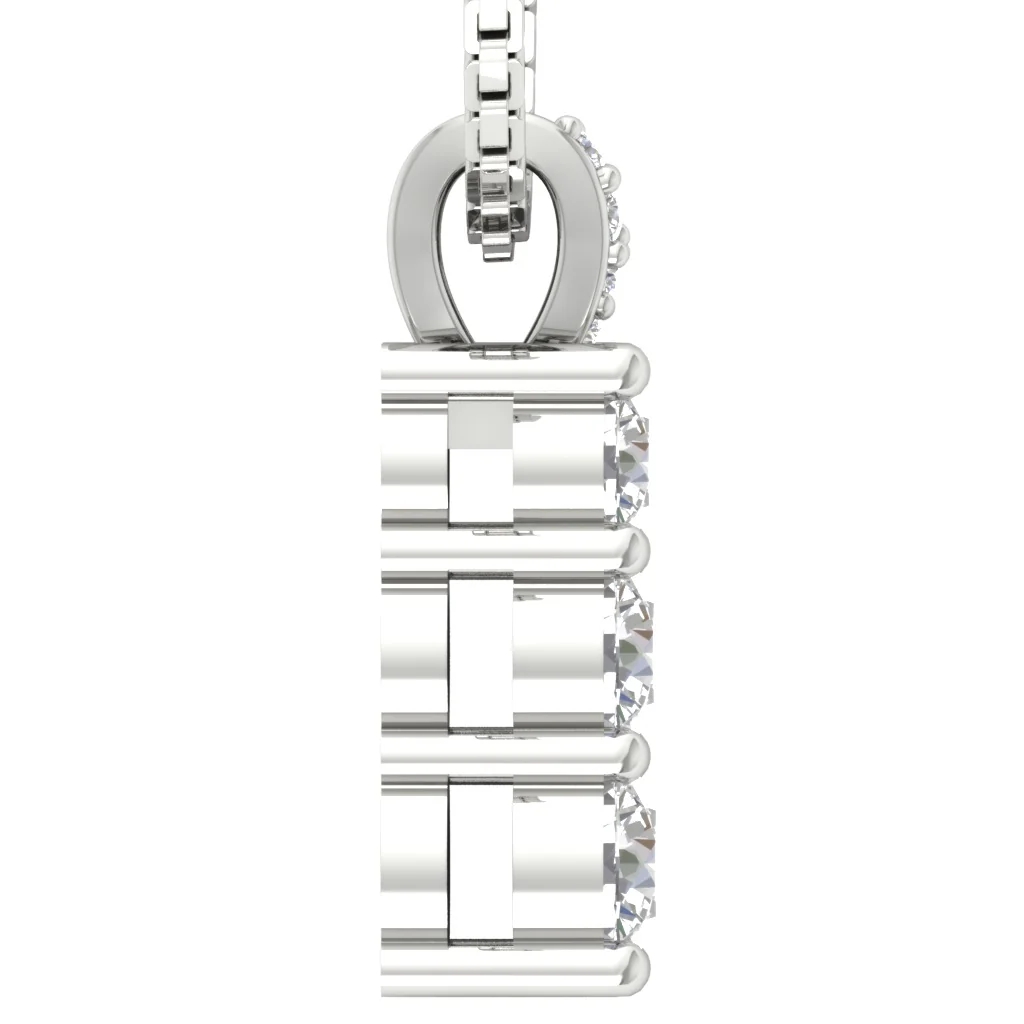 The Apollo Prong Set 3 Stone Round Cut Diamond Journey Pendant 14k Solid Yellow Gold - Image 12